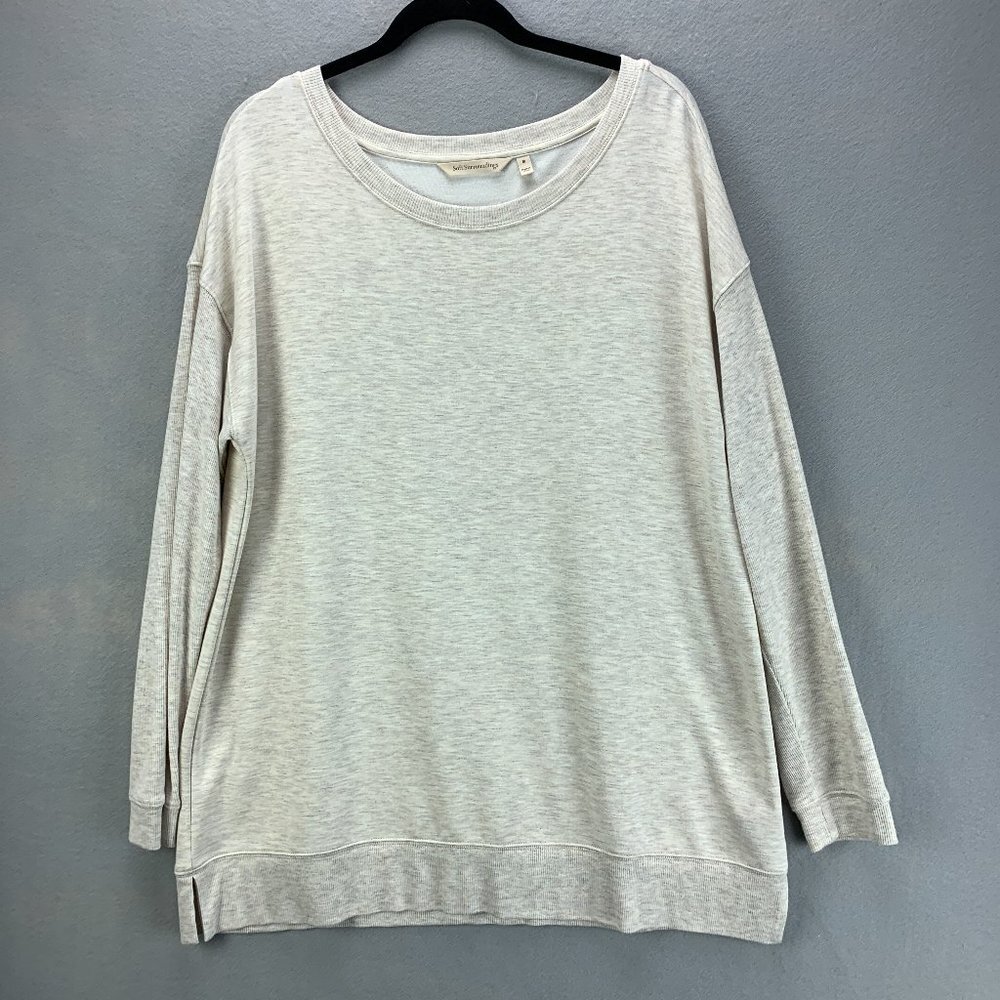 Soft‎ Surroundings Sweatshirt Womens Medium Oatmeal Heather Pullover Athleisure